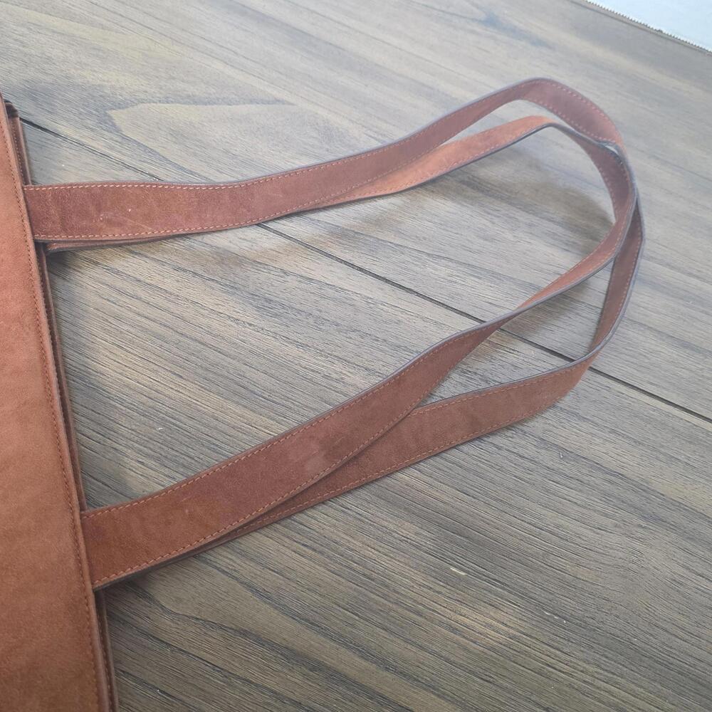 Escada Made In Italy Suede Tote Vintage Brown/Black/Red - Picture 6 of 8